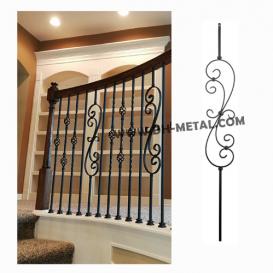 44in Tubular Plain Square Iron Scroll Baluster for Metal Stair