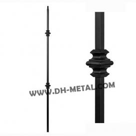 Versatile 44 in. x 0.5 in. Black Double Knuckle Hollow Wrought Iron Baluster