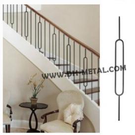 Black Metal 12.7mm Oval Baluster for Wood Floor
