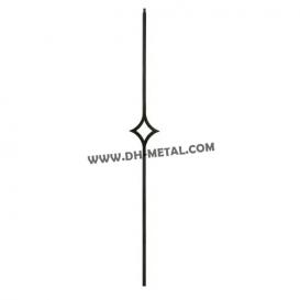 Black Powder Coated Square Single Diamond Hollow Iron Balustrade for Staircase Remodel