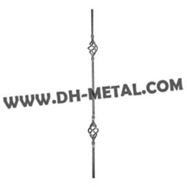 Hammered Iron Pickets with Double Baskets 12mm Square Bar