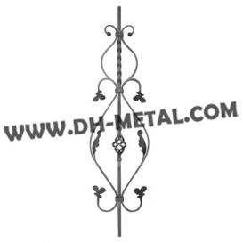 Twisted Stair Iron Newel Posts with Forged Basket and Cast Steel Leaves