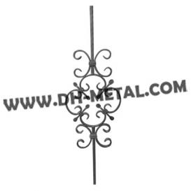 Forged Wrought Iron Square Bar with Steel Scrolls for Metal Stair